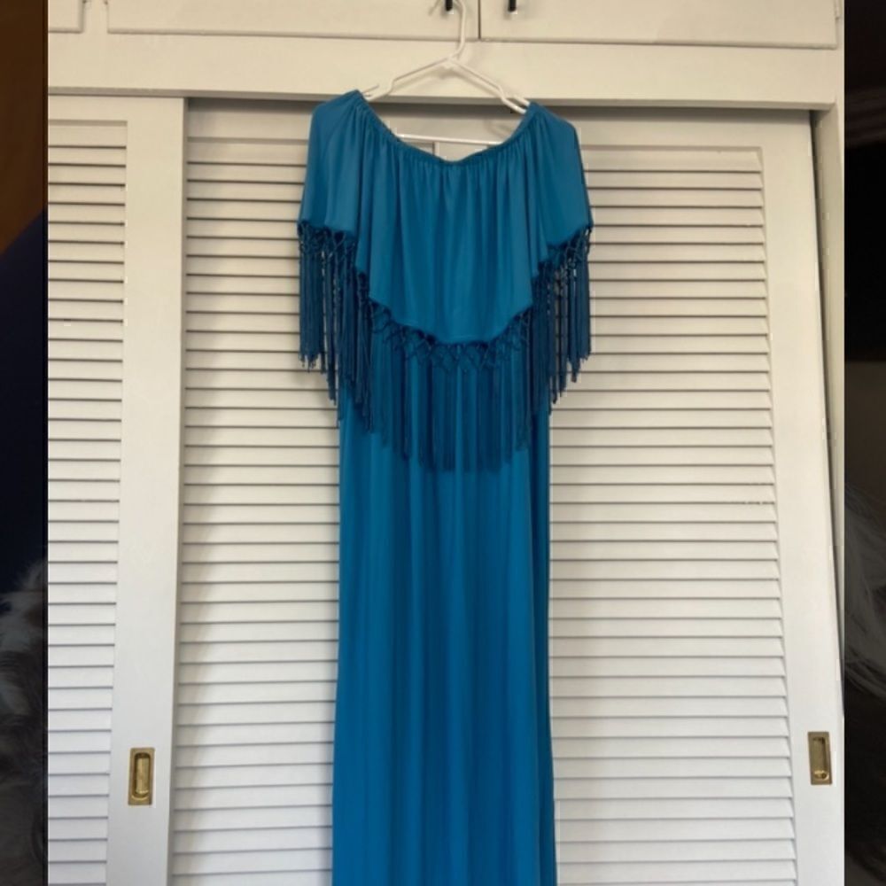 Curations Caravan long blue tassel dress size XL